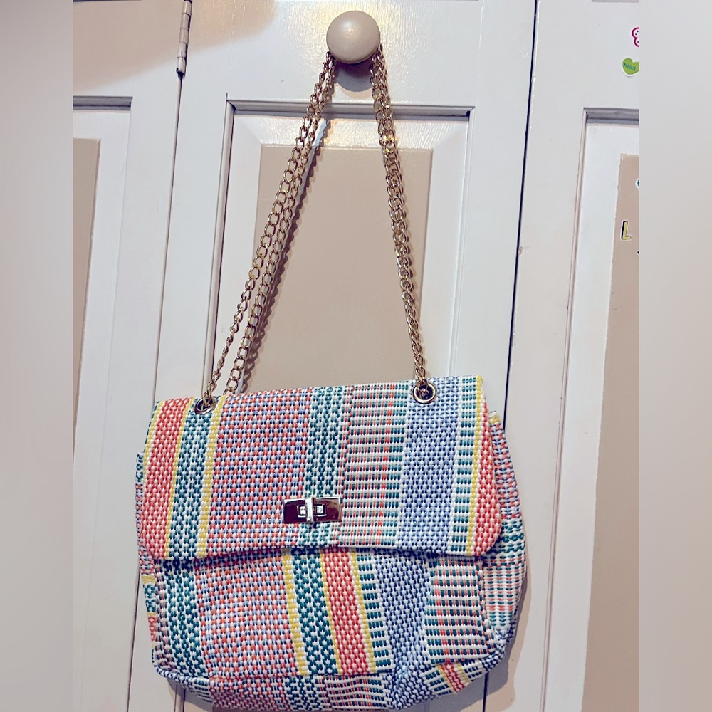 Toa Baja Woven Stripe Chain Purse